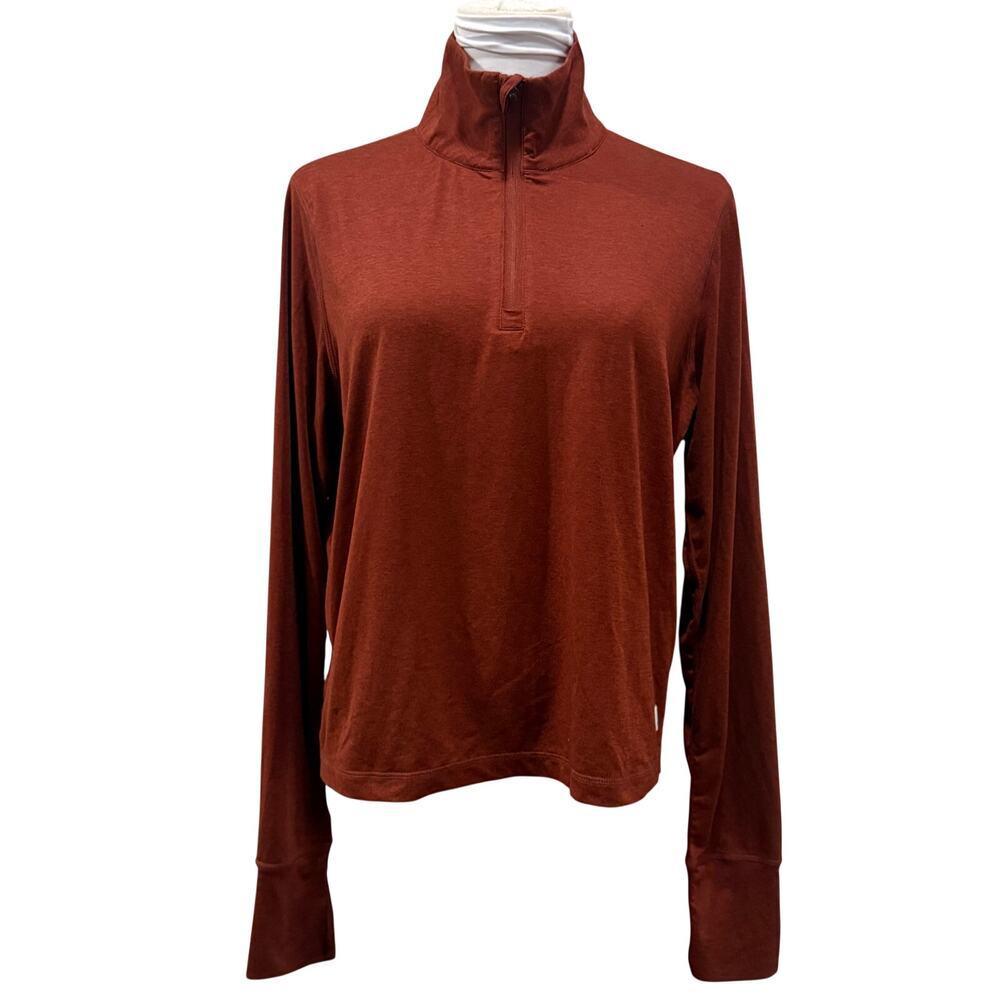 Vuori Crescent Half Zip Pullover Mock Neck Sweater Rust Orange Women Large - Picture 2 of 9